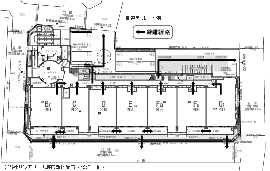 サンアリーナ調布敷地配置図・2階平面図
