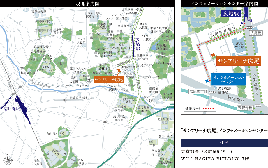 サンアリーナ広尾 現地案内図